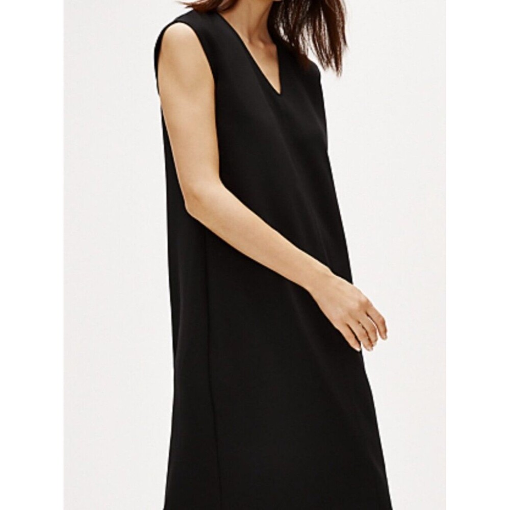 Eileen Fisher | Flex Tencel Ponte Dress | Sleeveless V- Neck | Black | L - Picture 2 of 8